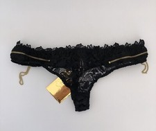 BNWT Agent Provocateur Zindie Black Gold Lace Thong 4 $790