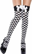 New Up Matte Chess Pattern White Knot Costume Dress Evening Carnival Socks
