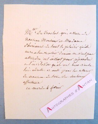   DU TROCHET Autogrammschein Brief - d'Hericourt - 1873 - zu identifizieren