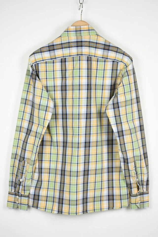 TOMMY HILFIGER Mens Yellow Green Blue Casual Plaid Western Check Shirt | Medium Foto 3 de 4