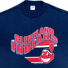 vintage 80s CLEVELAND INDIANS TRENCH T-Shirt XL chief wahoo thin mlb baseball