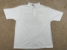 Vintage Jerzees Polo Shirt Mens XL Made in USA Single Stitch Welfringer White