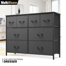 8-Drawers Dresser Fabric Bin Chest of Drawers Bedroom Organizer Storage Cabinet