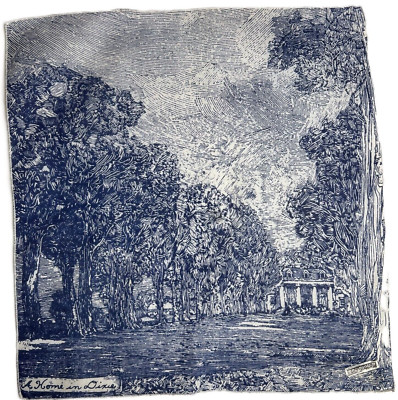 Mid Century MWT Foard Print Handkerchief A Home in Dixie