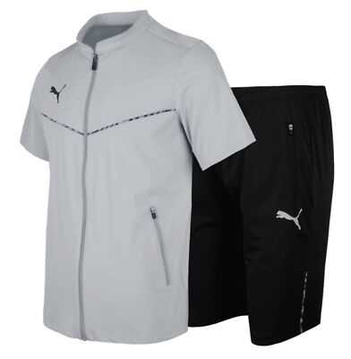 Puma Herren KK Indy-visual Rise Anzug Set grau schwarz GYM Trikot Shirts Hose...