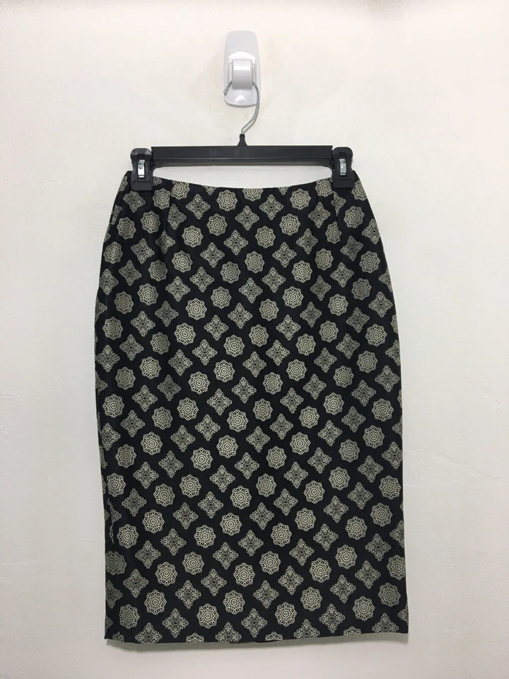 Falda Lápiz Vintage Gianni Versace Alta Costura Seda Talla 38 Italia-Negro Plata