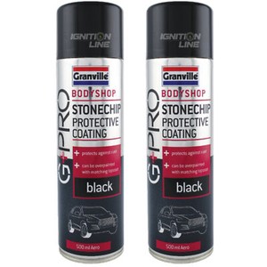 2x Granville Black Stone Chip Aerosol Spray Paint All Round Protection 500ml
