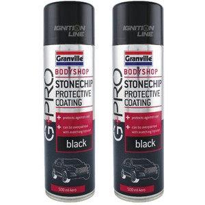 2x Granville Black Stone Chip Aerosol Spray Paint All Round Protection 500ml