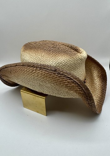 Sombrero de vaquera de paja occidental vintage de dos tonos - talla única para todos