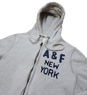 Abercrombie & Fitch Hoodie VINTAGE Men's Gray Full Zip Hoodie Size