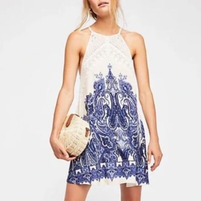 free people blue crochet dress Patri Blue Hand Crochet Dress