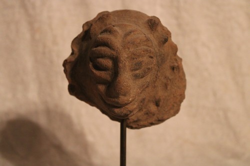 Fine Large Pre-Columbian Mayan Jaguar Cat Head Pottery Fragment Mounted Marble - Picture 3 of 11