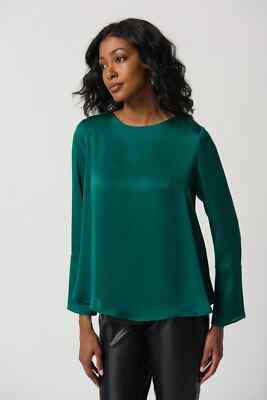 Joseph Ribkoff Chic Long-Sleeve Pullover Top Style 234045 -- True Emerald NWT