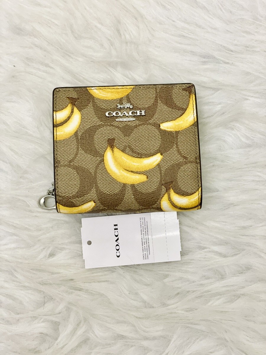 バナナ NWT Coach Snap Wallet In Signature Canvas With Banana Print CR942