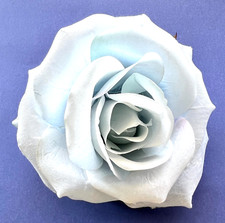 5" Pale Blue Rose Silk Flower Hair Clip Wedding Dance Clip-On Up-Do Pinup