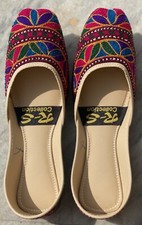 Multicolor Embroidered Khussa Shoes for Women US Size 8 Padded Comfortable Khusa