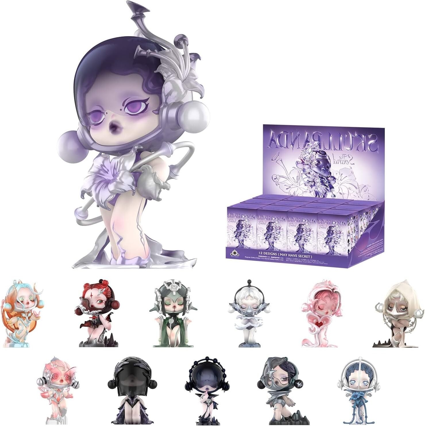 Random Design Skullpanda Figure Set - 12PC Collectible Toy Gift Collection