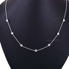 2Ct, 4mm White Diamonds Minimalist Necklace, Great Luster ! FREE Diamond studs!