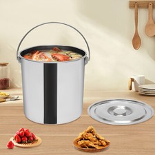 20L Stainless Steel Bucket with Lid 27*27*30cm &1*Stainless Steel Water Spoon