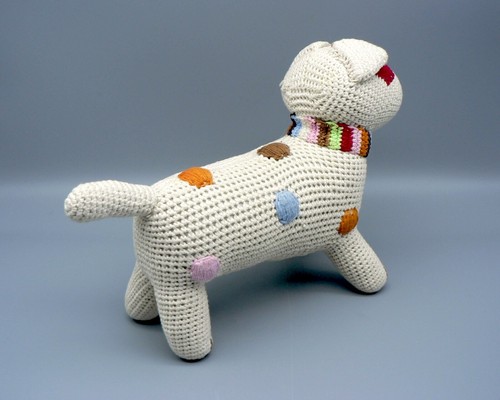 ANNE-CLAIRE PETIT 9" TERRIER DOG NATURE DOTS SPOTS CROCHET ANIMAL TOY EXCELLENT - Picture 5 of 12