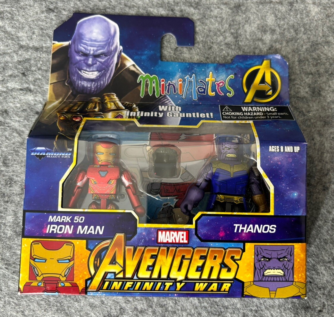😎Marvel Minimates Infinity War Iron Man and Thanos NIP As