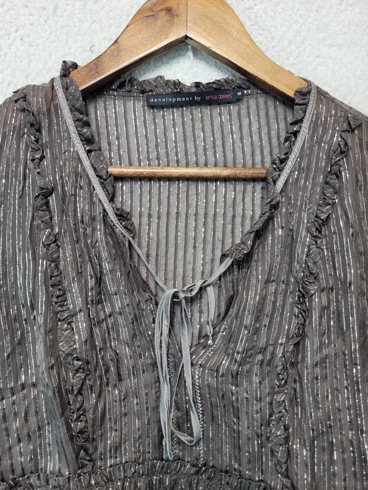 Top boho Development by Erica Davies seda Y2k para mujer M brillante transparente Foto 4 de 4