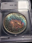 1881-S Morgan Silver Dollar ICG MS64 RAINBOW TONED (Z-0970)