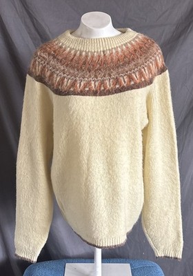 Vintage 1960s Towncraft Mohair Wool Fair Isle Pullover Knit Sweater Sz L Pennys