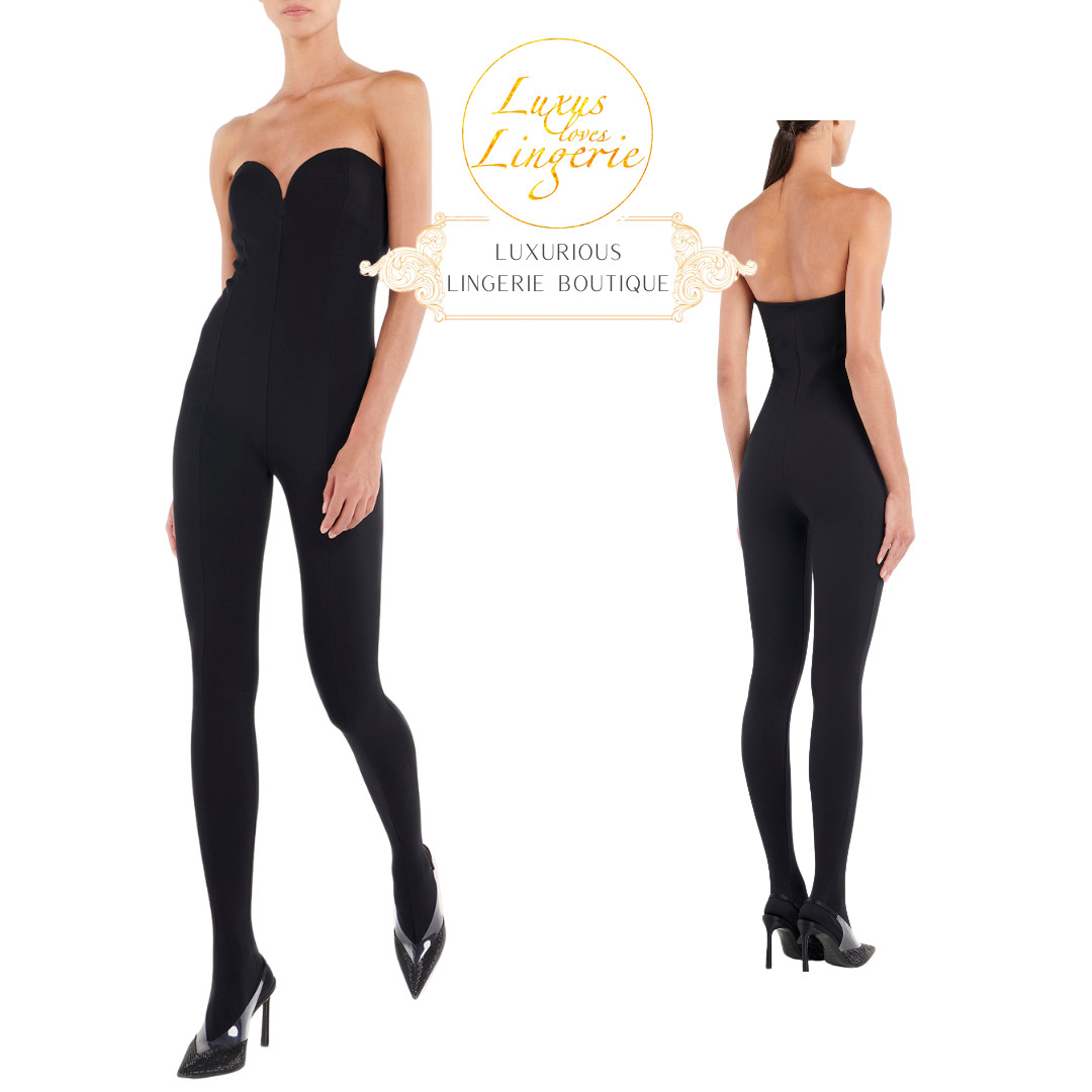 Heart Shape Baily Jumpsuit Wolford XS Black Catsuit Full Body Bandeau