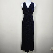 Carolina Herrera Velvet Burnout Formal Gown 4 Blue Silk Whimsigoth HOCO Prom