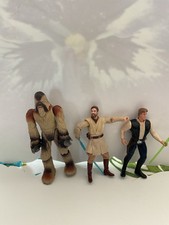 Star Wars Action Figurines Obi Wan Kenobi Han Solo Chewbacca Gently Used