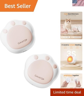 Hand Warmers Rechargeable, 2 Pack Cute Cat Paw Design 3 Levels Magnetic Elect...