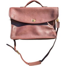 Vintage Coach Mahogany Brown Leather Briefcase Messenger Bag Turn Lock 5265
