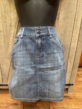 Esprit Sz 28 Y2K Blue A-Line Mini Cotton Zip Denim Jean Skirt