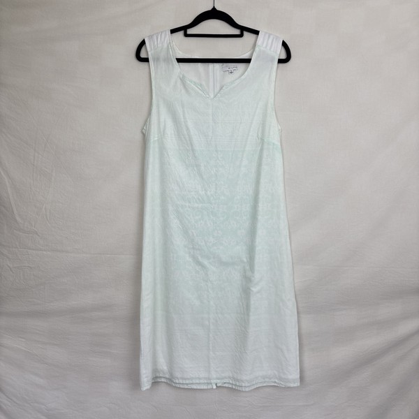 W Lane Cotton Mini Shift Dress Women’s Sz 8 White Mint Coastal Beach Vacation