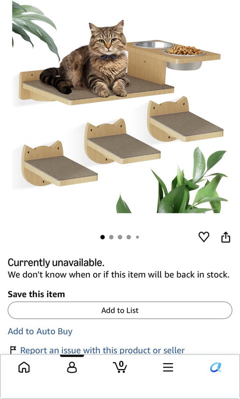 MeowHomm Wood Cat Wall Shelves Feeding Station Set, 3 Steps, 2 Food Bowls