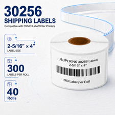 DYMO 30256 Compatible Large Thermal Labels 300 Labels/Roll 2-5/16" x 4" 40Rolls