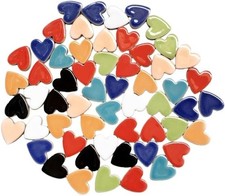 Mixed Color Heart Mosaic Tiles 1.1lb for DIY Art  Home Decor