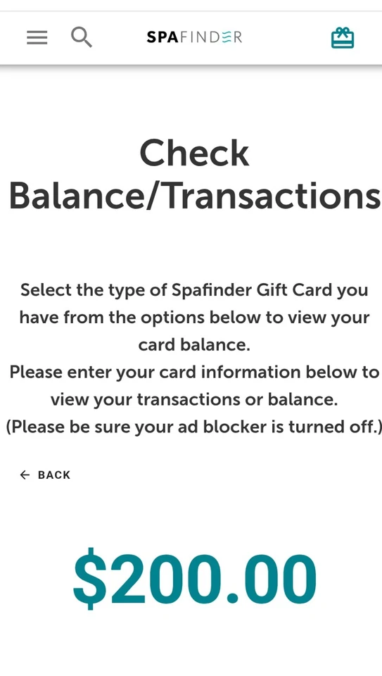 Spa Finder Gift Card $200 - Image 3 of 3