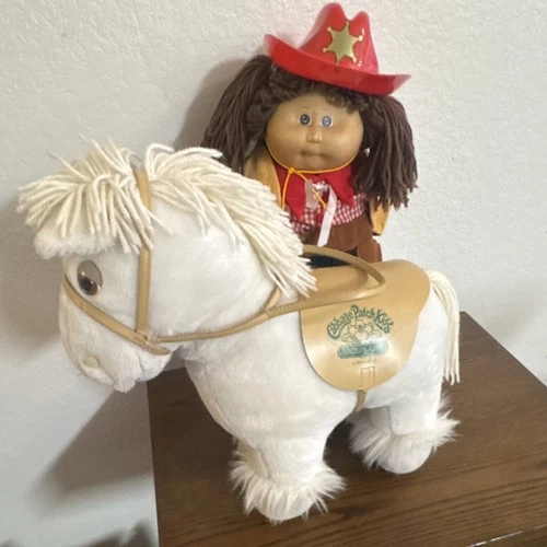 Cabbage Patch Kids Cowgirl Doll Brown Hair Brown Eyes Soft Body Horse Playset