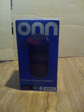 Onn Medium Rugged Bluetooth Speaker LED Lighting IPX7 Waterproof Black 12hrs