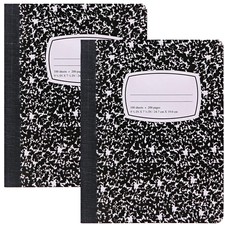Marble Design Composition Notebook, Wide Ruled, Hard Cover, 2 Pack, Black