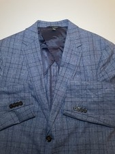 Banana Republic Blazer Jacket Men 40R Slim Blue Windowpane Glen Check Guabello