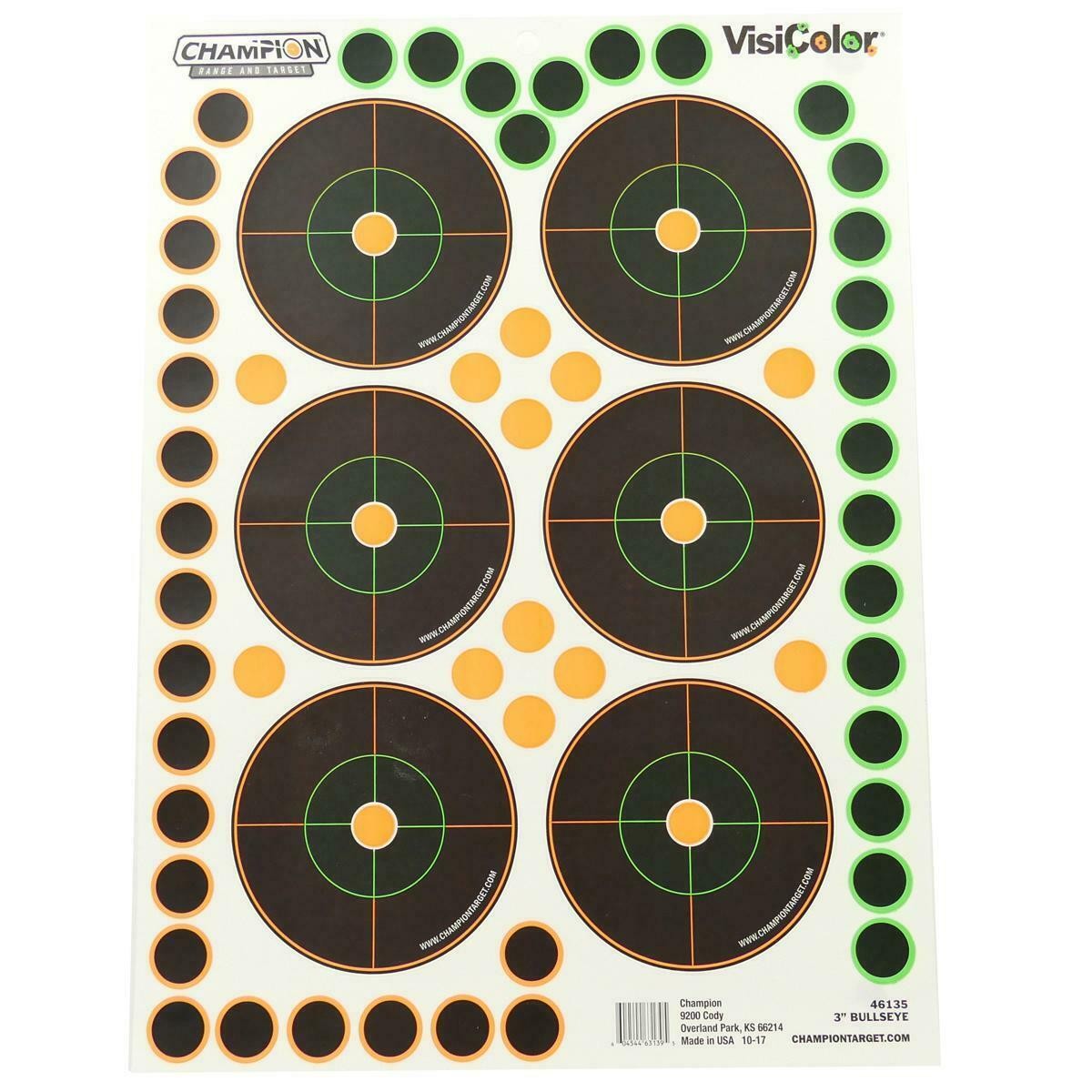 Champion Visicolor Adhesive 25 Yard Reactive Targets Bullseye Scope Zero Range