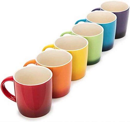 Dawsons Living Multi-Coloured Stoneware Mugs Set - Wide Tea Coffee and Hot