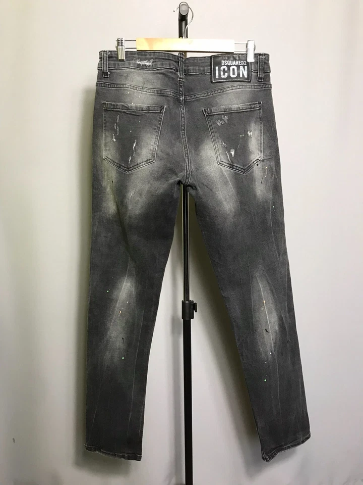 Dsquared2 Slim Jean pantalones pantalones 100% auténtico hombre negro denim... - Imagen 2 de 4