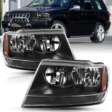 1999-2004 Grand Cherokee Wj Halogen Headlight Assembly Black Housing 1999-2004 Grand Cherokee Wj Halogen Headlight Assembly Black Housing