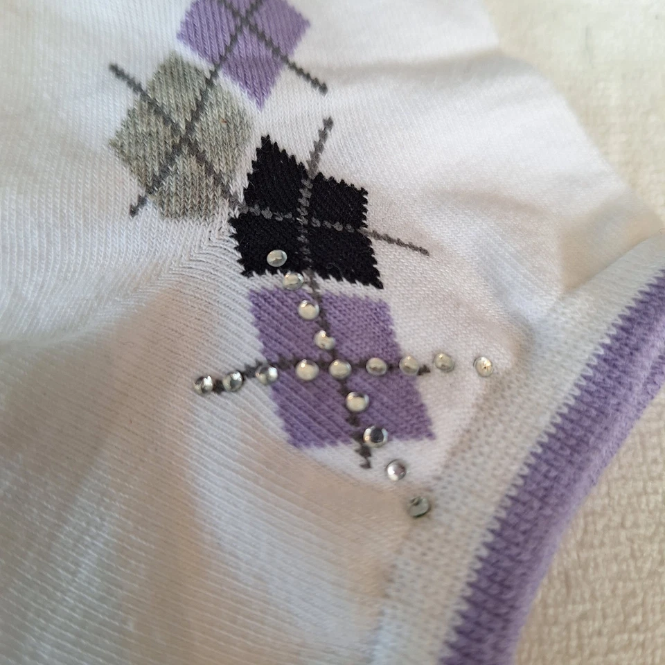 Calcetines al tobillo Izod para mujer talla única púrpura argyle corte bajo tacón abrazador Foto 4 de 4