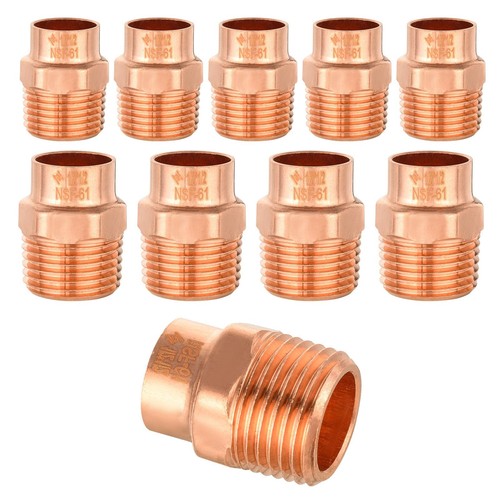 10 PCS 1/2" Copper x 1/2" Male NPT Adapter Pipe Hose Plumbing Fitting Tool