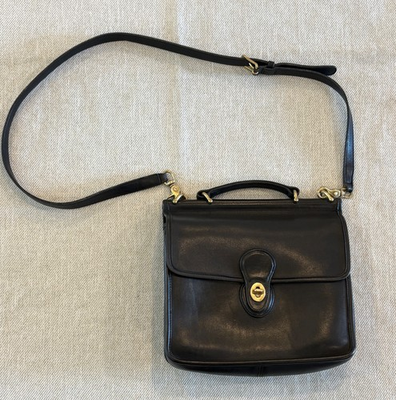 #ad Vintage Coach 9927 Willis Legacy Bag Black Leather Crossbody Brass Hardware USA $130.00